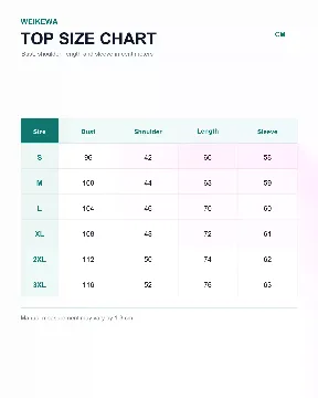上衣尺码表模板模板预览