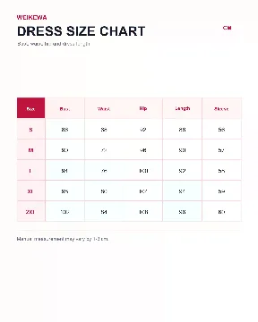 连衣裙尺码表模板模板预览