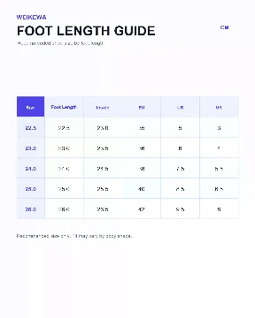 鞋类脚长推荐表模板模板预览