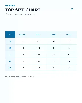 上衣尺码表模板模板预览
