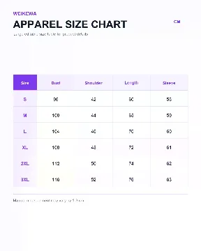 上衣纯尺码表模板模板预览