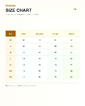 极简大表格尺码表模板模板预览