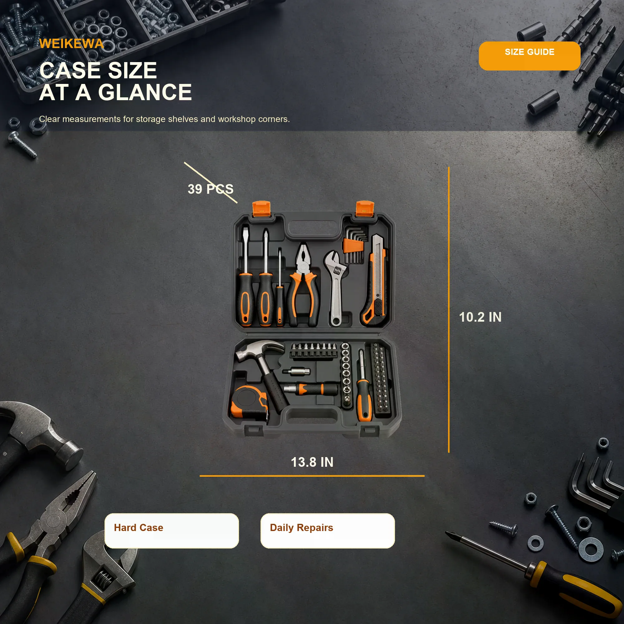 家用工具套装尺寸标注图模板预览